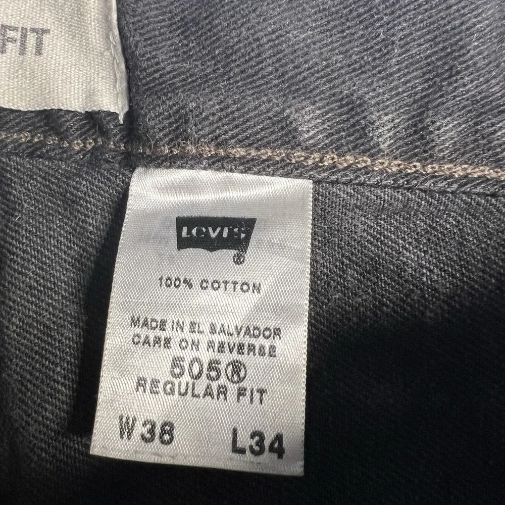 Vtg Y2K Levis Jeans 505 38X34 Men Black Skater‎ Grunge Work Faded